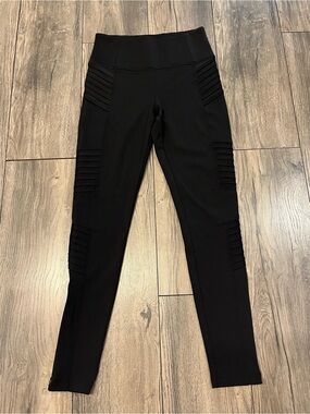 Athleta Delancey Moto Tight Leggings Black Small Zip Ankle